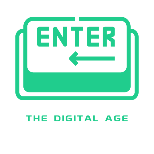 graphic of an enter keyboard key with the words the digital age under the enter key