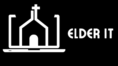 Company icon and name. Company icon is a laptop with a church on the screen and IT as its steeple. The name is in the typeface lucidity condensed.